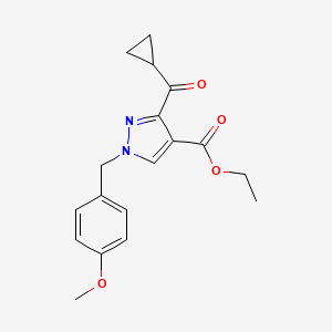 molecular formula C18H20N2O4 B8475330 ethyl 3-(cyclopropanecarbonyl)-1-[(4-methoxyphenyl)methyl]pyrazole-4-carboxylate 