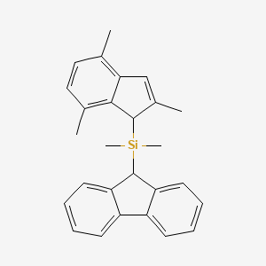 molecular formula C27H28Si B8475678 (9H-Fluoren-9-yl)(dimethyl)(2,4,7-trimethyl-1H-inden-1-yl)silane CAS No. 261968-69-8
