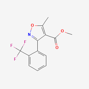 molecular formula C13H10F3NO3 B8475705 Methyl 5-methyl-3-(2-(trifluoromethyl)phenyl)isoxazol-4-carboxylate 