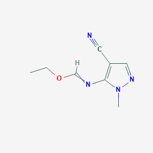 molecular formula C8H10N4O B8476773 1-Methyl-4-cyano-5-ethoxymethyleneaminopyrazole 