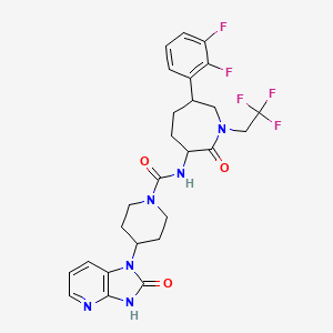 N-[6-(2,3-Difluorophenyl)-2-oxo-1-(2,2,2-trifluoroethyl)azepan-3-yl]-4-(2-oxo-3H-imidazo[4,5-b]pyridin-1-yl)piperidine-1-carboxamide