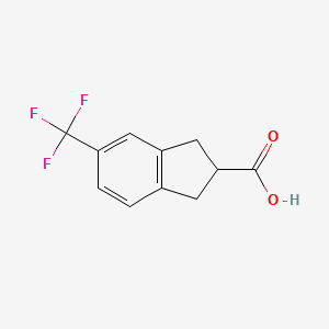 molecular formula C11H9F3O2 B8477162 1H-Indene-2-carboxylic acid, 2,3-dihydro-5-(trifluoromethyl)- 