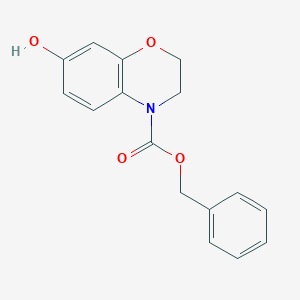 molecular formula C16H15NO4 B8477171 benzyl 7-hydroxy-3,4-dihydro-2H-1,4-benzoxazine-4-carboxylate 