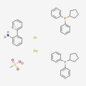 molecular formula C47H52FeNO3P2PdS- B8478004 Cyclopentyl(diphenyl)phosphane;iron;methanesulfonic acid;palladium;2-phenylaniline 
