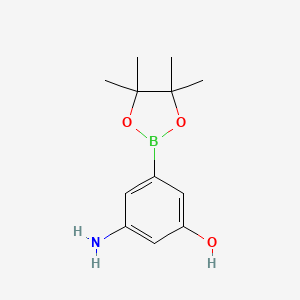 molecular formula C12H18BNO3 B8478070 3-Amino-5-(4,4,5,5-tetramethyl-1,3,2-dioxaborolan-2-YL)phenol 