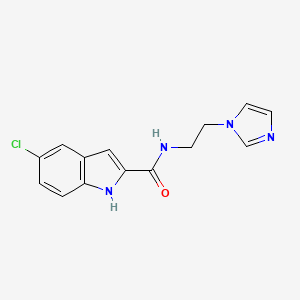 molecular formula C14H13ClN4O B8478089 1h-Indole-2-carboxamide,5-chloro-n-[2-(1h-imidazol-1-yl)ethyl]- 