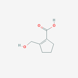 molecular formula C7H10O3 B084783 2-(Hydroxymethyl)cyclopent-1-ene-1-carboxylic acid CAS No. 14668-74-7