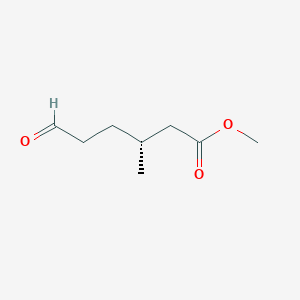 molecular formula C8H14O3 B8478455 Hexanoic acid, 3-methyl-6-oxo-, methyl ester, (R)- CAS No. 63707-85-7