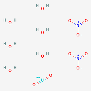 molecular formula H12N2O14U B8478457 URANIUM, BIS(NITRATO-KO)DIOXO-, HYDRATE (1:6), (T-4)-(9CI) 