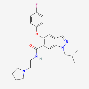 1h-Indazole-6-carboxamide,5-(4-fluorophenoxy)-1-(2-methylpropyl)-n-[2-(1-pyrrolidinyl)ethyl]-