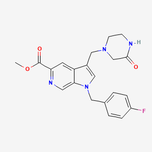 1h-Pyrrolo[2,3-c]pyridine-5-carboxylic acid,1-[(4-fluorophenyl)methyl]-3-[(3-oxo-1-piperazinyl)methyl]-,methyl ester