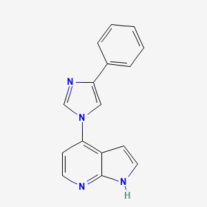 molecular formula C16H12N4 B8478907 4-(4-Phenyl-1H-imidazol-1-yl)-1H-pyrrolo[2,3-b]pyridine 
