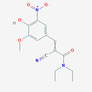 molecular formula C15H17N3O5 B8478914 N,N-diethyl-2-cyano-3-(3-methoxy-4-hydroxy-5-nitrophenyl)acrylamide 