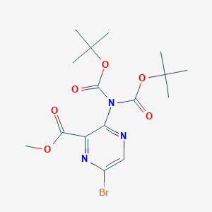 molecular formula C16H22BrN3O6 B8479129 Methyl 3-(bis(tert-butoxycarbonyl)amino)-6-bromopyrazine-2-carboxylate 