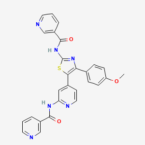 molecular formula C27H20N6O3S B8479655 N-[4-(4-Methoxyphenyl)-5-{2-[(pyridine-3-carbonyl)amino]pyridin-4-yl}-1,3-thiazol-2-yl]pyridine-3-carboxamide CAS No. 303162-59-6