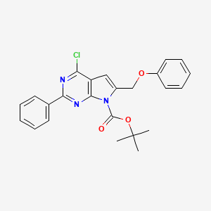 molecular formula C24H22ClN3O3 B8479817 tert-butyl 4-chloro-6-(phenoxymethyl)-2-phenylpyrrolo[2,3-d]pyrimidine-7-carboxylate 