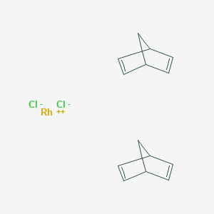 molecular formula C14H16Cl2Rh2 8* B084801 Bicyclo[2.2.1]hepta-2,5-diene;rhodium(2+);dichloride CAS No. 12257-42-0