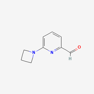 molecular formula C9H10N2O B8480117 6-(Azetidin-1-yl)picolinaldehyde 