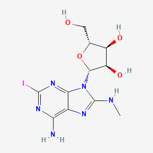 molecular formula C11H15IN6O4 B8480766 2-Iodo-8-methylaminoadenosine 