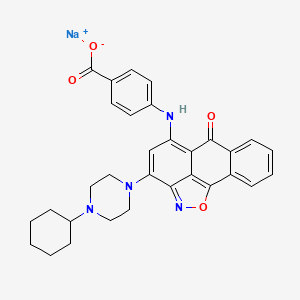 molecular formula C31H29N4NaO4 B8480929 sodium;4-[[12-(4-cyclohexylpiperazin-1-yl)-8-oxo-15-oxa-14-azatetracyclo[7.6.1.02,7.013,16]hexadeca-1(16),2,4,6,9,11,13-heptaen-10-yl]amino]benzoate 
