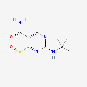 molecular formula C10H14N4O2S B8481137 2-[(1-methylcyclopropyl)amino]-4-methylsulfinylpyrimidine-5-carboxamide 