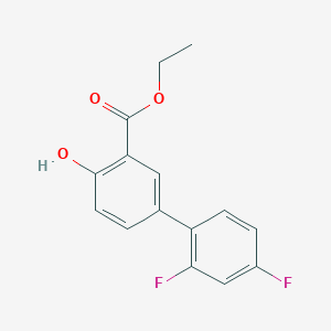 molecular formula C15H12F2O3 B8481210 Ethyl 2',4'-Difluoro-4-hydroxy[1,1'-biphenyl]-3-carboxylate 