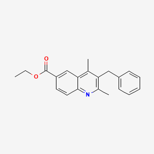 molecular formula C21H21NO2 B8481401 Ethyl 3-benzyl-2,4-dimethylquinoline-6-carboxylate 