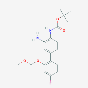 molecular formula C19H23FN2O4 B8481826 Carbamic acid,[3-amino-4'-fluoro-2'-(methoxymethoxy)[1,1'-biphenyl]-4-yl]-,1,1-dimethylethyl ester 