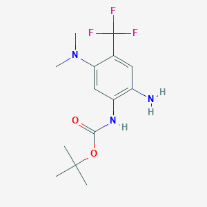 molecular formula C14H20F3N3O2 B8482137 Carbamic acid,n-[2-amino-5-(dimethylamino)-4-(trifluoromethyl)phenyl]-,1,1-dimethylethyl ester 