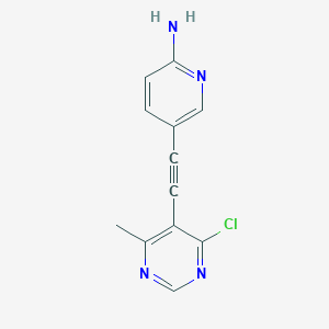 molecular formula C12H9ClN4 B8482683 4-Chloro-6-methyl-5-(6-amino-pyridin-3-ylethynyl)-pyrimidine 