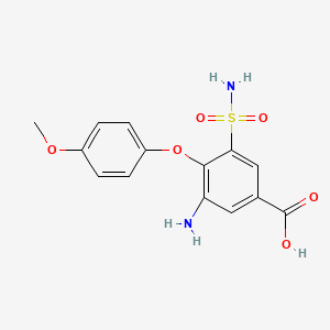 molecular formula C14H14N2O6S B8482770 Benzoic acid,3-amino-5-(aminosulfonyl)-4-(4-methoxyphenoxy)- 