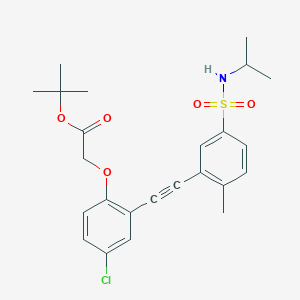 molecular formula C24H28ClNO5S B8483069 Tert-butyl 2-[4-chloro-2-[2-[2-methyl-5-(propan-2-ylsulfamoyl)phenyl]ethynyl]phenoxy]acetate 