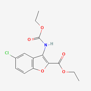 molecular formula C14H14ClNO5 B8483228 ethyl 5-chloro-3-(ethoxycarbonylamino)-1-benzofuran-2-carboxylate 