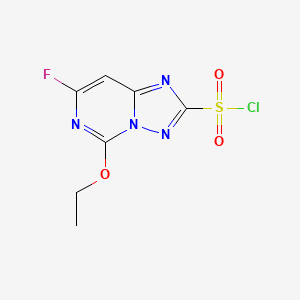 molecular formula C7H6ClFN4O3S B8483535 5-Ethoxy-7-fluoro-[1,2,4]triazolo[1,5-c]pyrimidine-2-sulfonyl chloride 