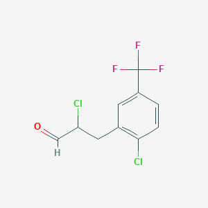 molecular formula C10H7Cl2F3O B8484181 alpha-Chloro-beta-(2-chloro-5-trifluoromethylphenyl)propionaldehyde 