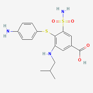 molecular formula C17H21N3O4S2 B8485832 Benzoic acid,4-[(4-aminophenyl)thio]-3-(aminosulfonyl)-5-[(2-methylpropyl)amino]- 