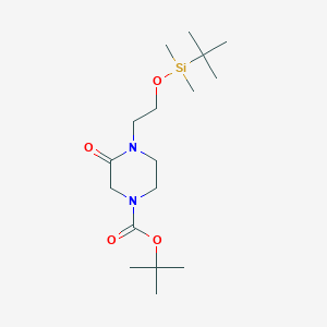 molecular formula C17H34N2O4Si B8486170 Tert-butyl 4-(2-{[tert-butyl(dimethyl)silyl]oxy}ethyl)-3-oxopiperazine-1-carboxylate 