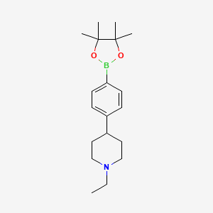 molecular formula C19H30BNO2 B8486677 1-Ethyl-4-(4-(4,4,5,5-tetramethyl-1,3,2-dioxaborolan-2-yl)phenyl)piperidine 