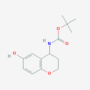 molecular formula C14H19NO4 B8486871 tert-butyl N-(6-hydroxy-3,4-dihydro-2H-1-benzopyran-4-yl)carbamate 