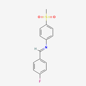 molecular formula C14H12FNO2S B8487372 Benzenamine, N-[(4-fluorophenyl)methylene]-4-(methylsulfonyl)- CAS No. 265113-47-1