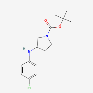 molecular formula C15H21ClN2O2 B8487716 tert-Butyl-3-(4-chloroanilino)-1-pyrrolidinecarboxylate 