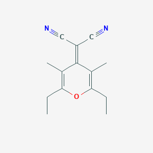 molecular formula C14H16N2O B8488076 Propanedinitrile,(2,6-diethyl-3,5-dimethyl-4H-pyran-4-ylidene)-(9ci) 