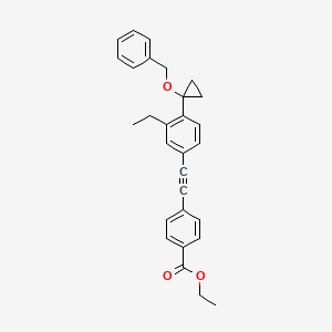 molecular formula C29H28O3 B8488539 ethyl 4-[2-[3-ethyl-4-(1-phenylmethoxycyclopropyl)phenyl]ethynyl]benzoate 