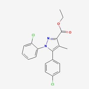 molecular formula C19H16Cl2N2O2 B8488540 Ethyl 1-(2-chlorophenyl)-5-(4-chlorophenyl)-4-methyl-1h-pyrazole-3-carboxylate 