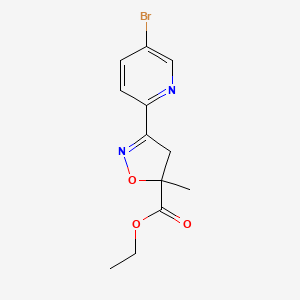 molecular formula C12H13BrN2O3 B8490394 Ethyl 3-(5-bromo-2-pyridyl)-5-methyl-4H-isoxazole-5-carboxylate 
