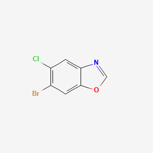 molecular formula C7H3BrClNO B8490445 6-Bromo-5-chlorobenzoxazole 