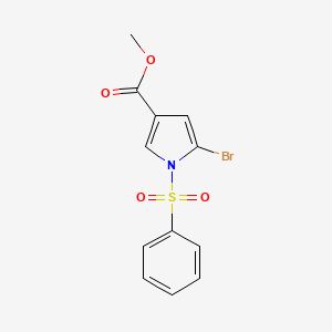 molecular formula C12H10BrNO4S B8490888 methyl 5-bromo-1-(phenylsulfonyl)-1H-pyrrole-3-carboxylate CAS No. 881673-80-9