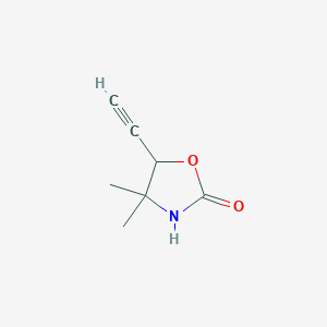 molecular formula C7H9NO2 B8491943 4,4-Dimethyl-5-ethynyl-2-oxazolidinone 
