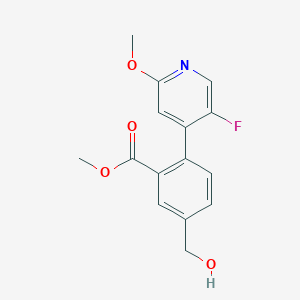 molecular formula C15H14FNO4 B8492470 methyl 2-(5-fluoro-2-methoxypyridin-4-yl)-5-(hydroxymethyl)benzoate 