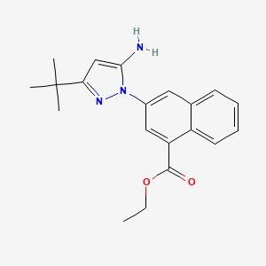 molecular formula C20H23N3O2 B8492648 ethyl 3-(5-amino-3-tert-butylpyrazol-1-yl)naphthalene-1-carboxylate 